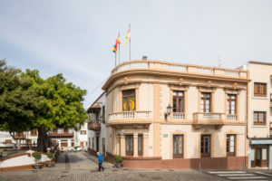 Buildings with City Hall on Plaza De La Luz, Los Silos, Tenerife, Canary Islands, Spain Buildings with City Hall on Plaza De La Luz, Los Silos, Tenerife, Canary Islands, Spain